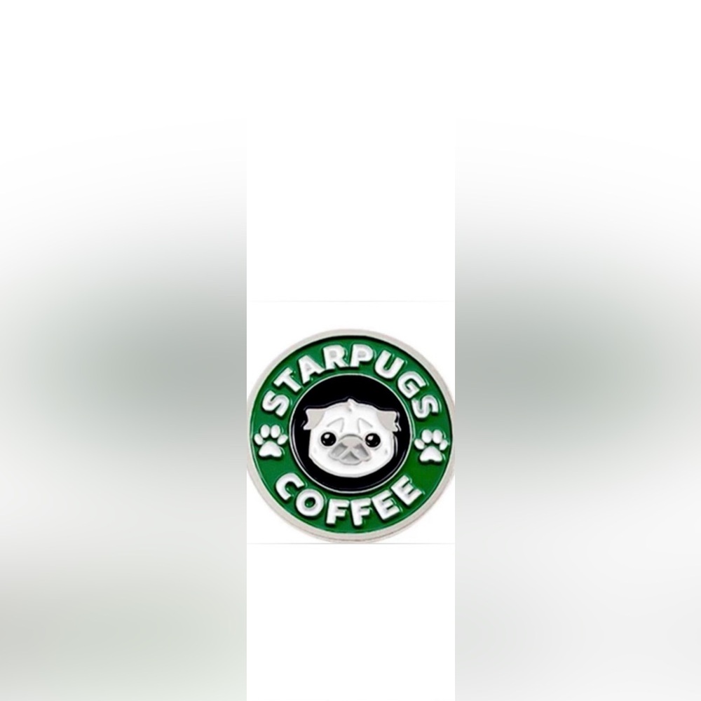 1 Pug Pin “Star Pugs Coffee” lapel, backpack hat cap purse jacket lapel pin